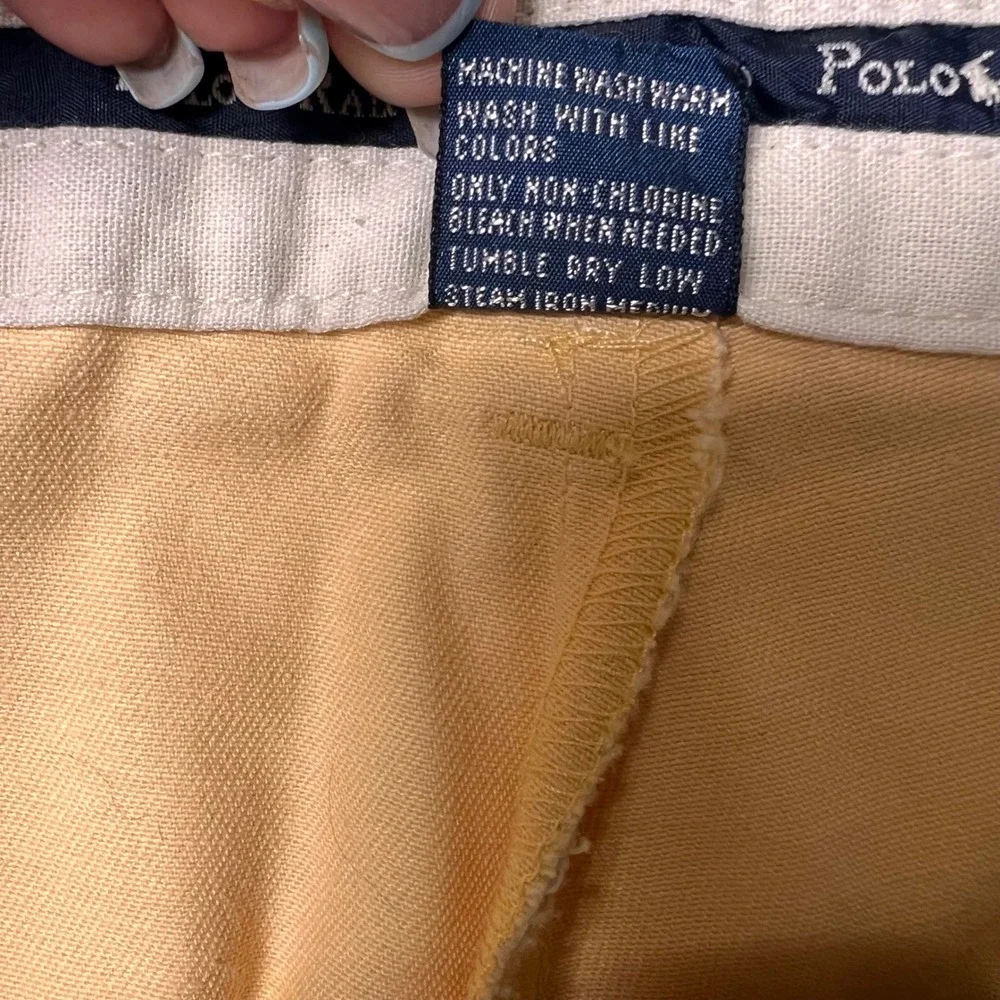 Polo Ralph Lauren Polo Chino Shorts Pleated Cotton Mens 34* Yellow Solid Preppy